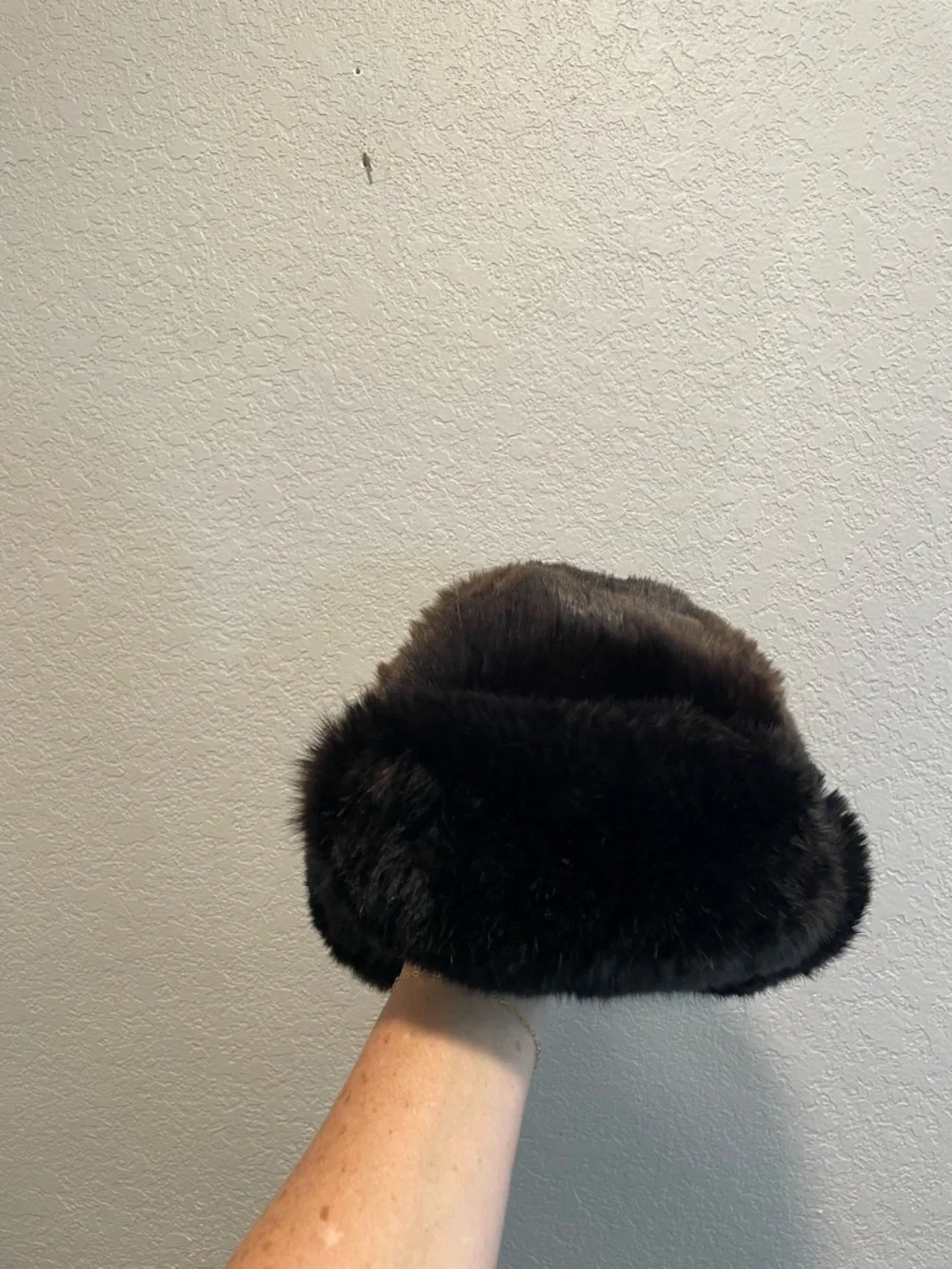 Vintage Real Fur Russian Style Hat Dark Brown Trapper Ushanka Winter Fur Hat